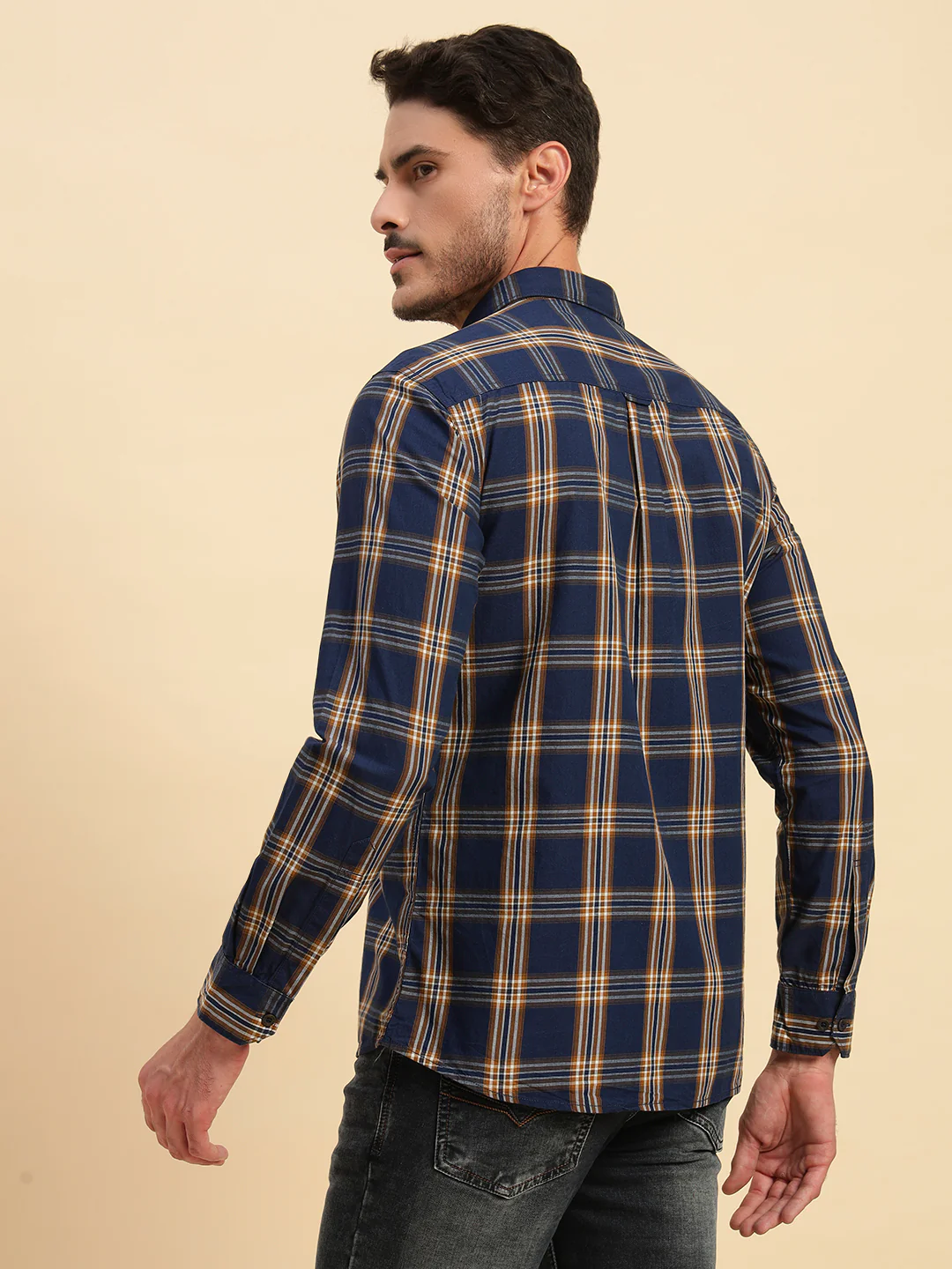 Casual Shirt for Men | Breathable & Soft with Color Fastness Regular Fit Spread Collar Neck Cotton Fabric Checkered Pattern - Image 7