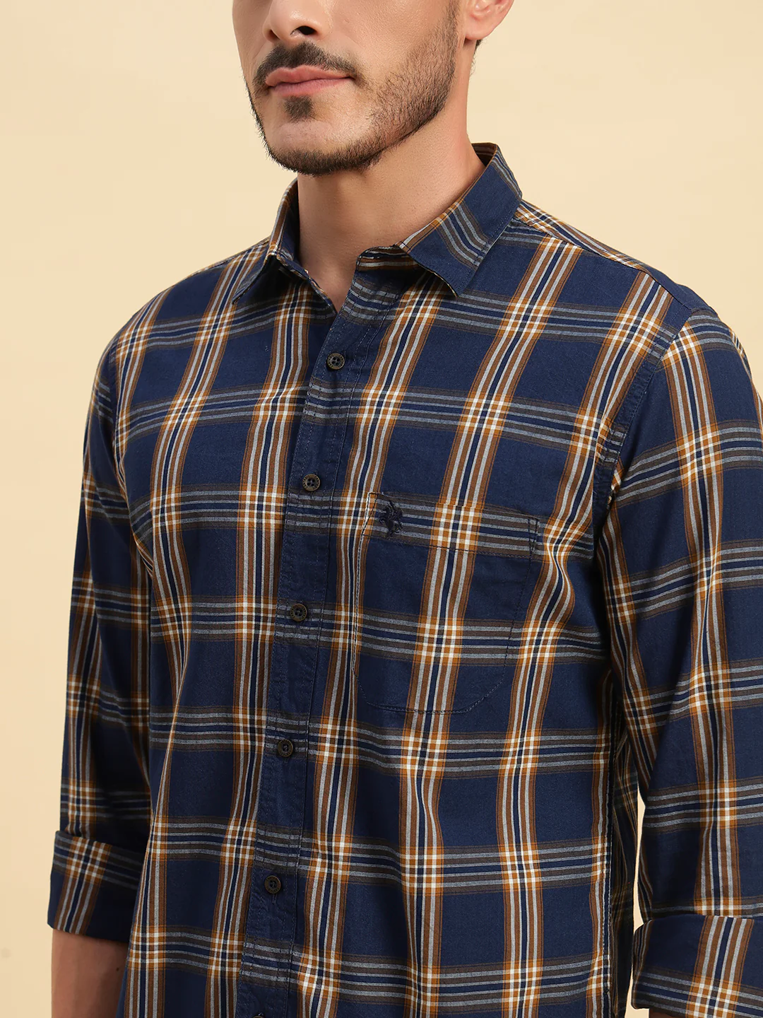 Casual Shirt for Men | Breathable & Soft with Color Fastness Regular Fit Spread Collar Neck Cotton Fabric Checkered Pattern - Image 8