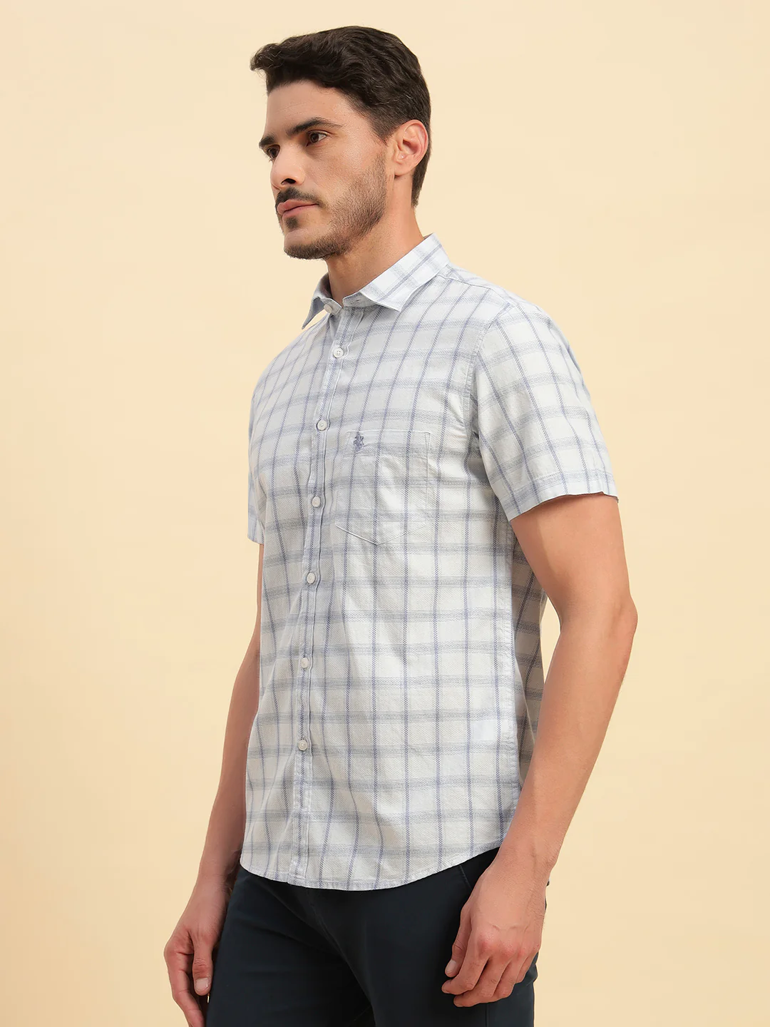 Casual Shirt for Men | Breathable & Soft with Color Fastness Regular Fit Spread Collar Neck Cotton Fabric Checkered Pattern - Image 4