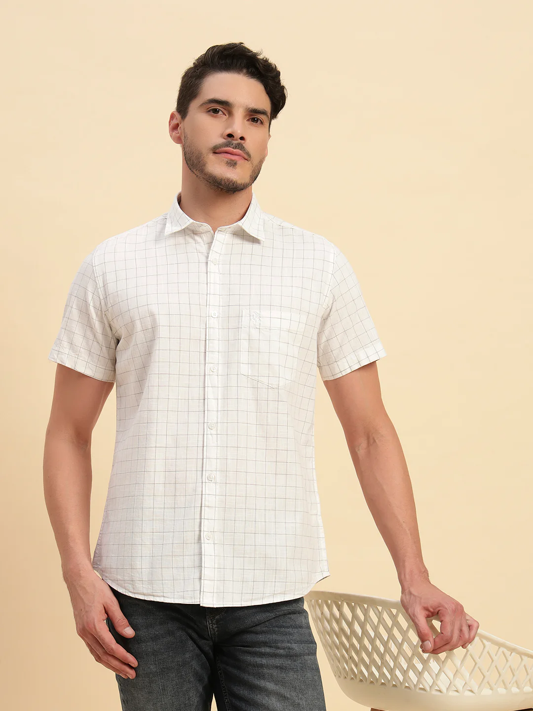 Casual Shirt for Men | Breathable & Soft with Color Fastness Regular Fit Spread Collar Neck Cotton Fabric Checkered Pattern - Image 10