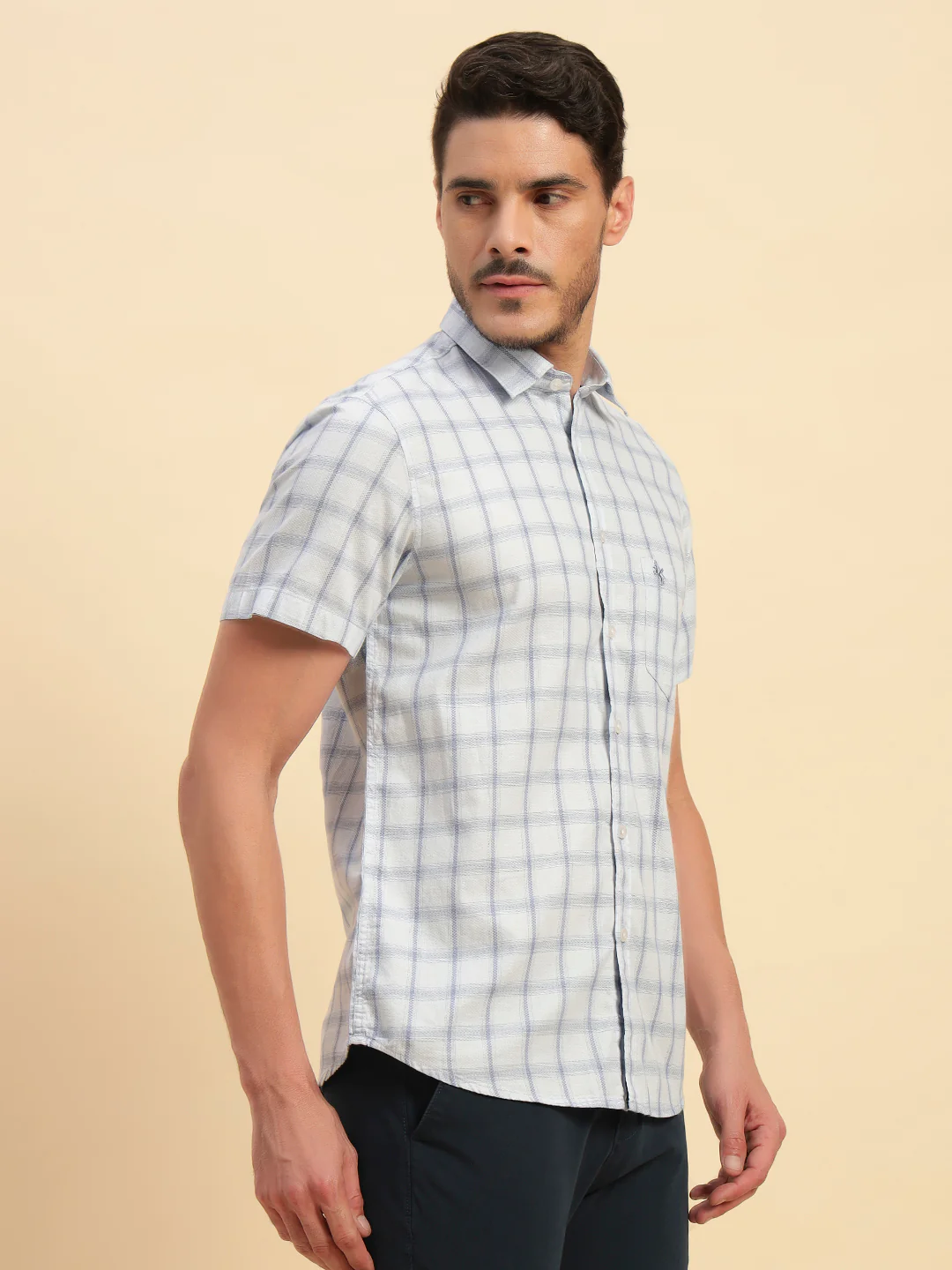 Casual Shirt for Men | Breathable & Soft with Color Fastness Regular Fit Spread Collar Neck Cotton Fabric Checkered Pattern - Image 5