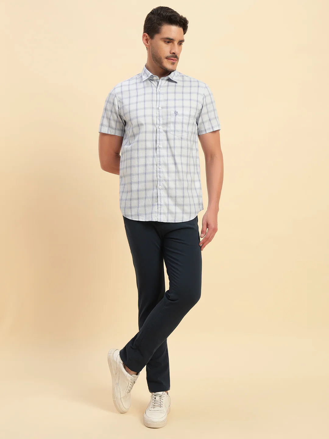 Casual Shirt for Men | Breathable & Soft with Color Fastness Regular Fit Spread Collar Neck Cotton Fabric Checkered Pattern - Image 6