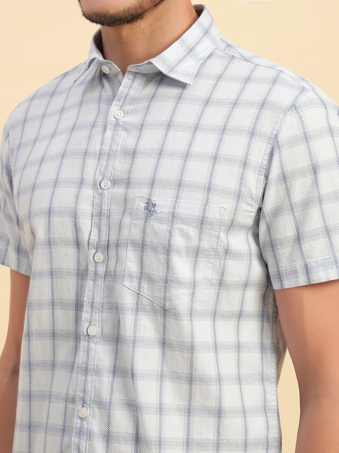 Casual Shirt for Men | Breathable & Soft with Color Fastness Regular Fit Spread Collar Neck Cotton Fabric Checkered Pattern - Image 8