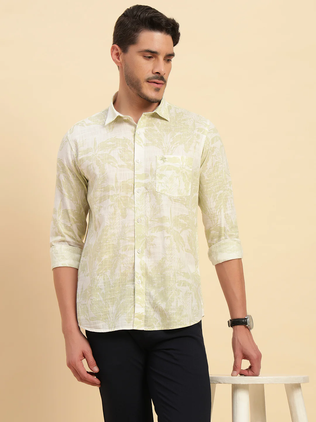 Casual Shirt for Men | Breathable & Soft with Color Fastness Regular Fit Spread Collar Neck Cotton Fabric Printed Pattern - Image 2