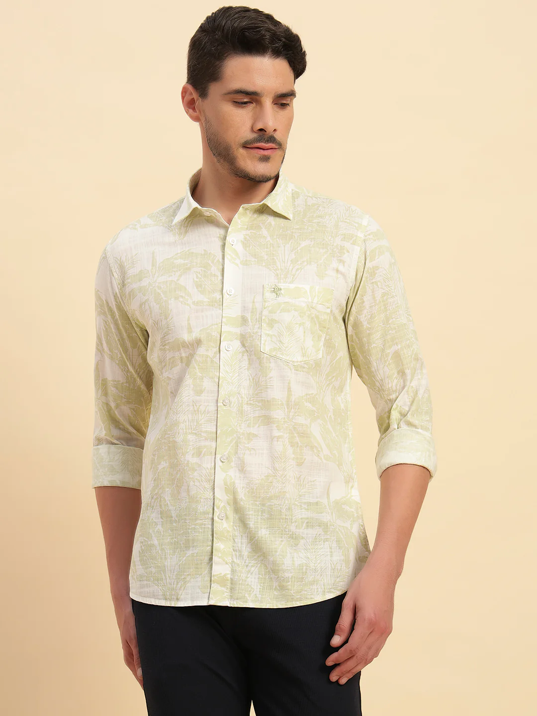 Casual Shirt for Men | Breathable & Soft with Color Fastness Regular Fit Spread Collar Neck Cotton Fabric Printed Pattern - Image 3