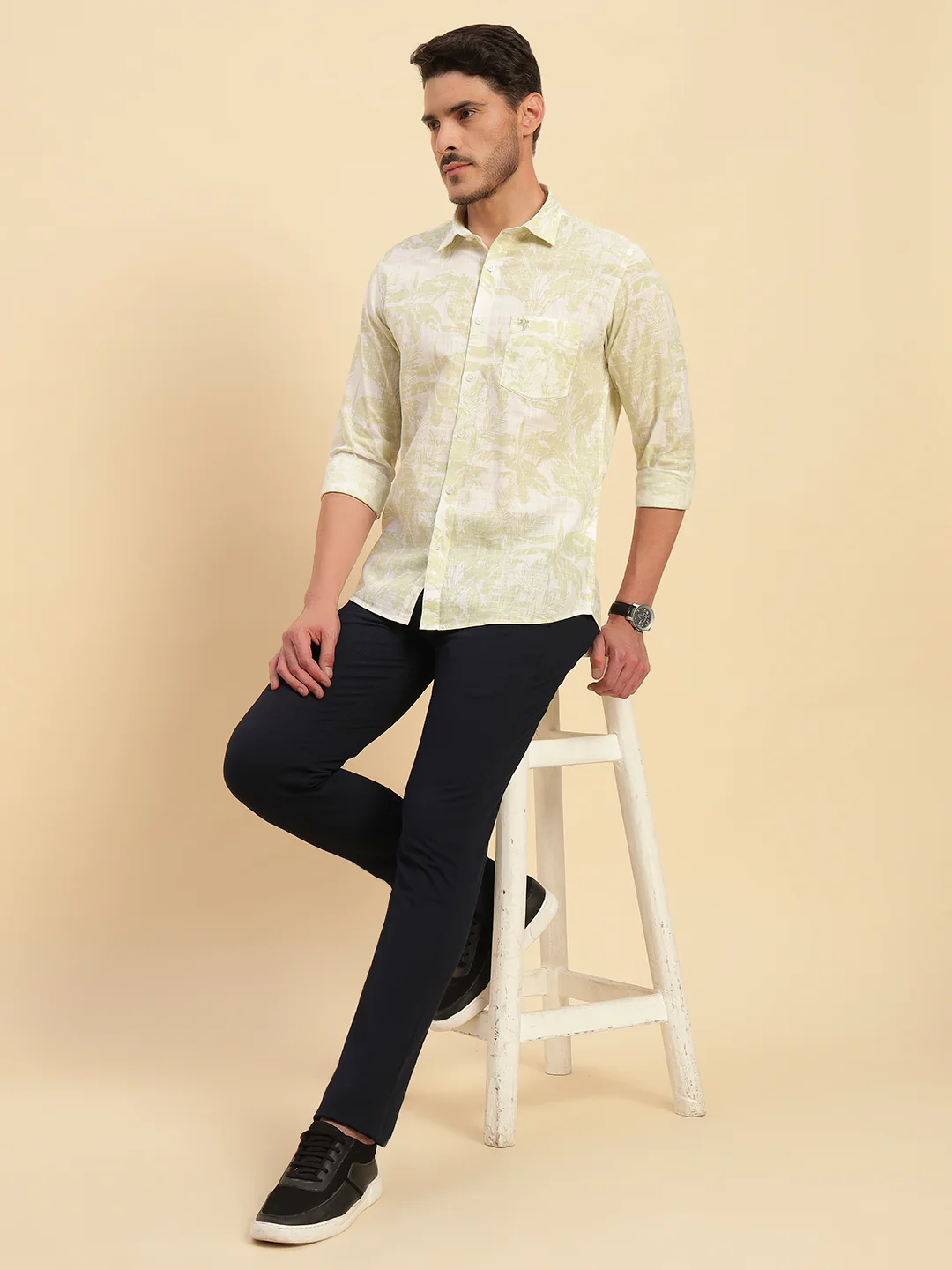 Casual Shirt for Men | Breathable & Soft with Color Fastness Regular Fit Spread Collar Neck Cotton Fabric Printed Pattern - Image 8