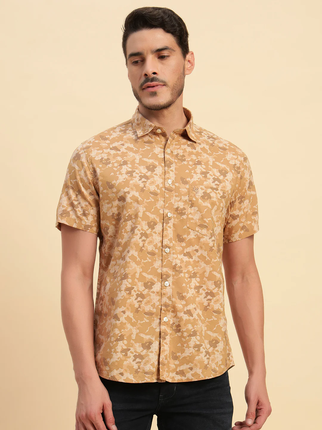 Casual Shirt for Men | Breathable & Soft with Color Fastness Regular Fit Spread Collar Neck Cotton Fabric Printed Pattern - Image 3
