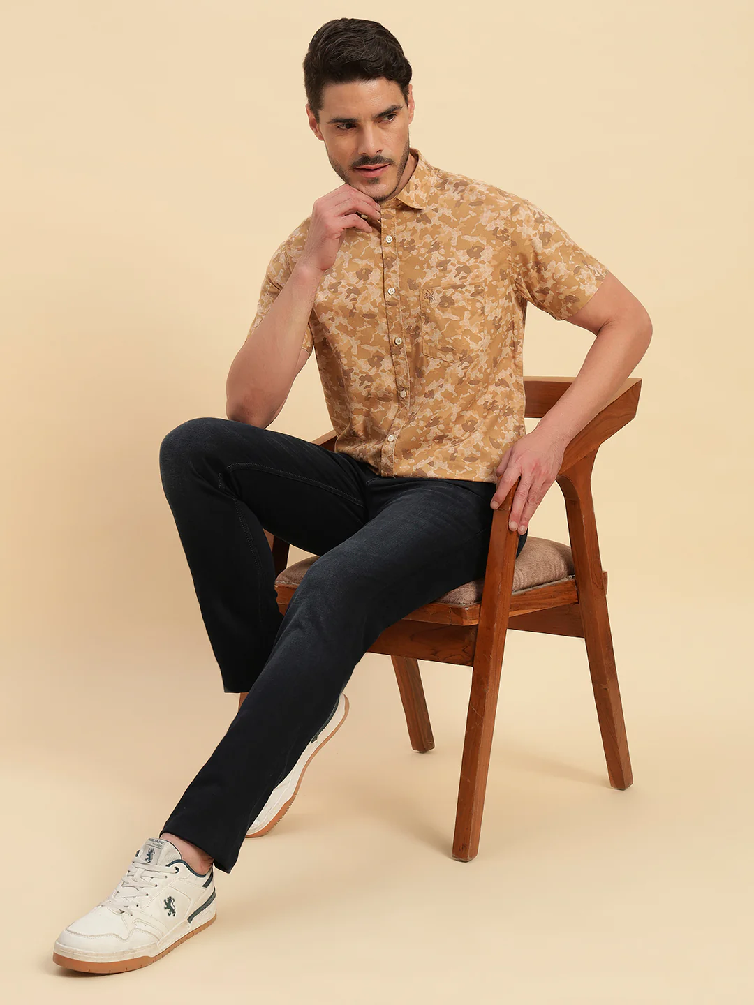 Casual Shirt for Men | Breathable & Soft with Color Fastness Regular Fit Spread Collar Neck Cotton Fabric Printed Pattern - Image 9