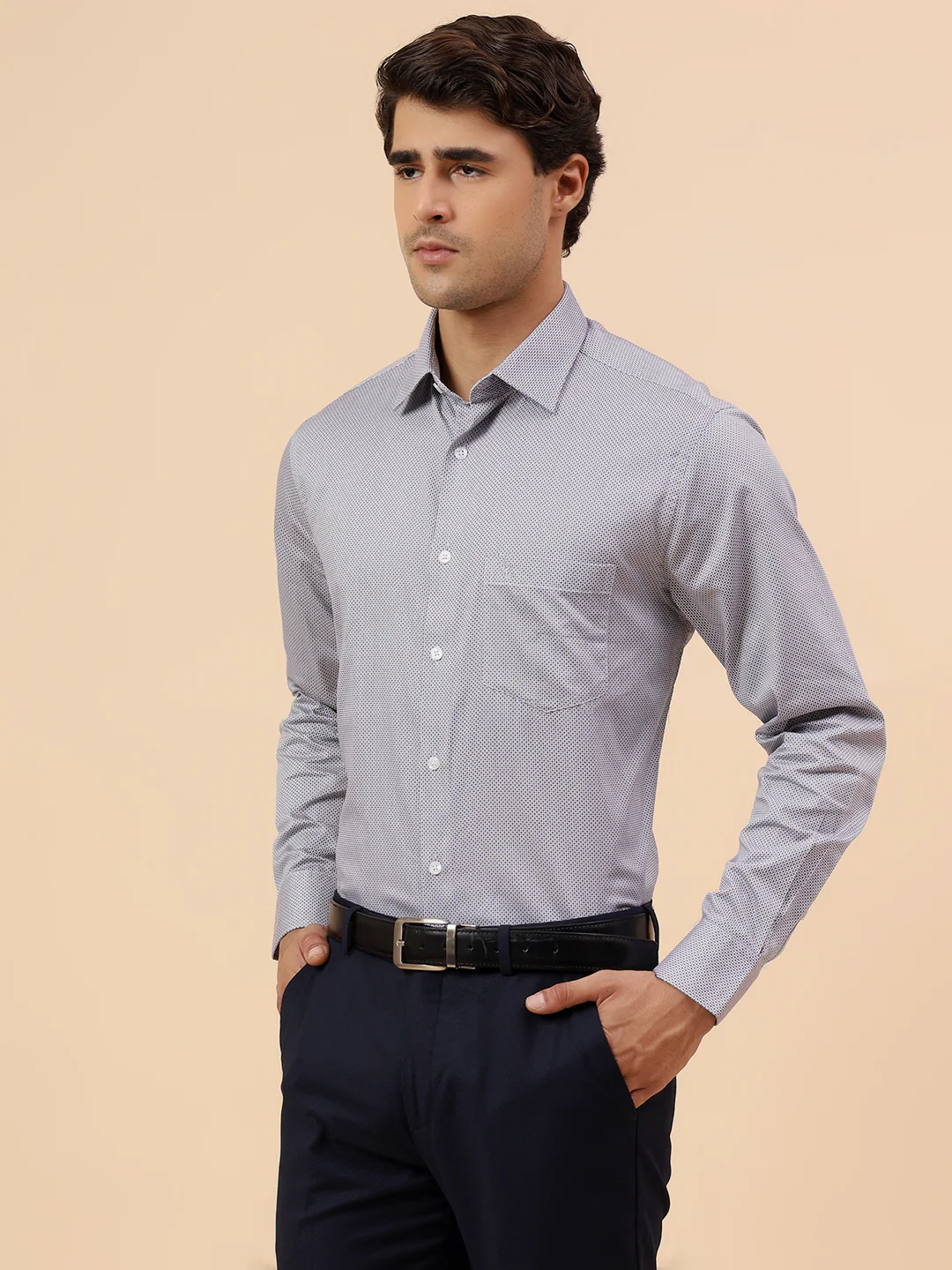 Formal Shirt for Men l Breathable & Soft with Color Fastness Regular Fit Spread Collar Neck Cotton Fabric Printed Pattern - Image 2