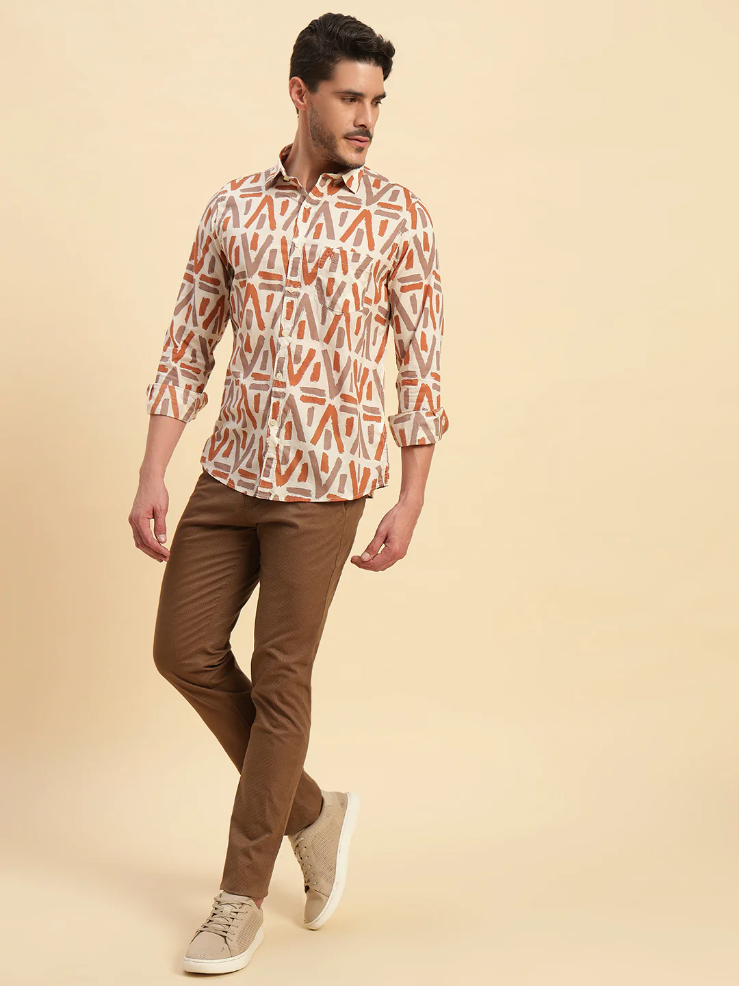 Casual Shirt for Men | Breathable & Soft with Color Fastness Regular Fit Spread Collar Neck Cotton Fabric Printed Pattern - Image 6
