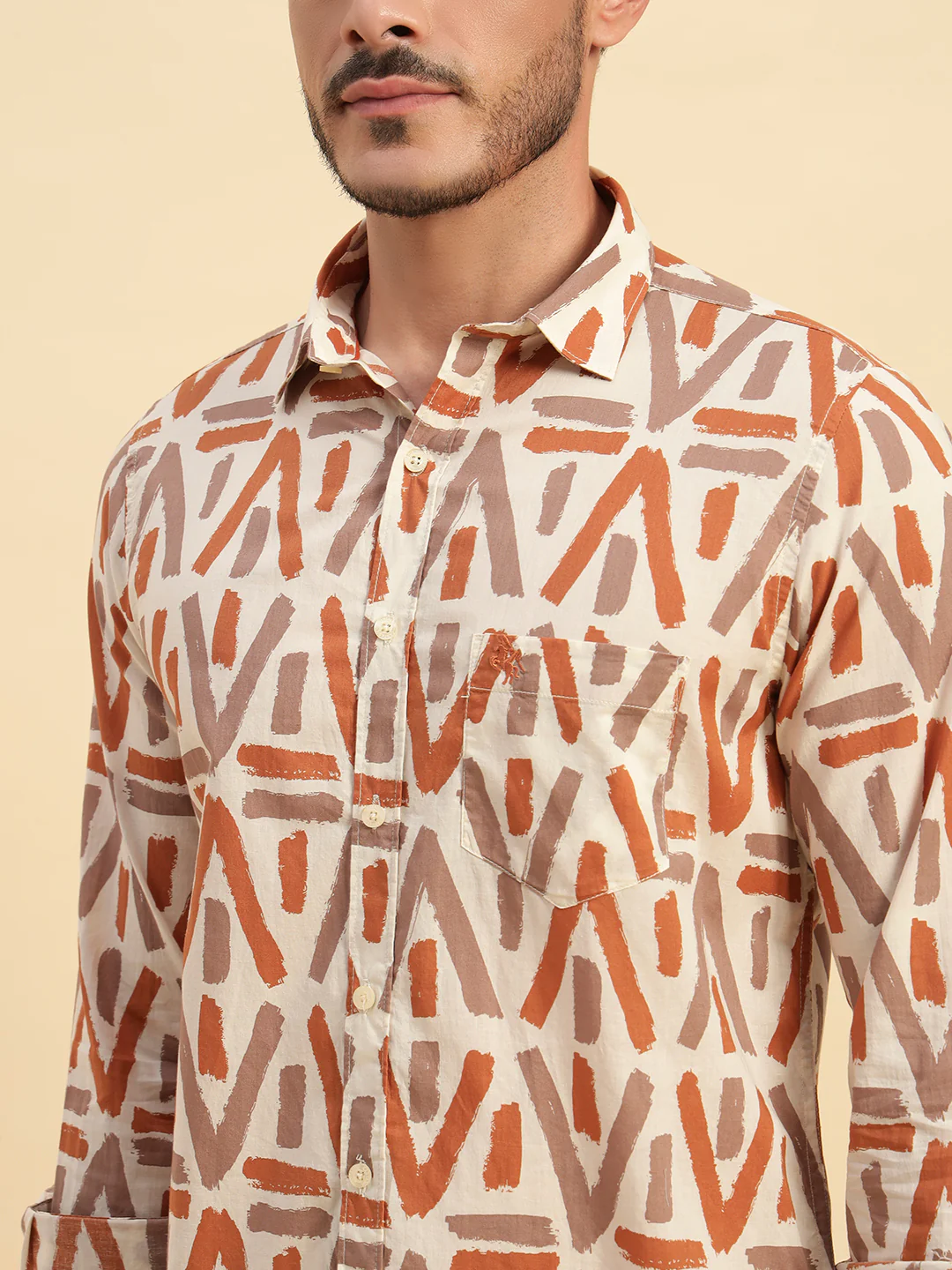 Casual Shirt for Men | Breathable & Soft with Color Fastness Regular Fit Spread Collar Neck Cotton Fabric Printed Pattern - Image 8