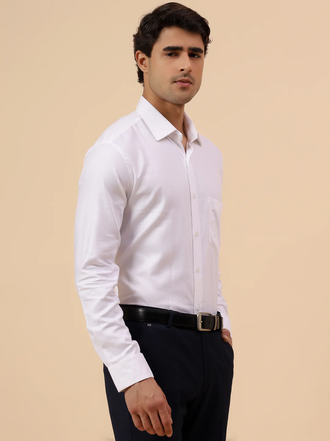 Formal Shirt for Men l Breathable & Soft with Color Fastness Regular Fit Spread Collar Neck Cotton Fabric Self Design Pattern - Image 5
