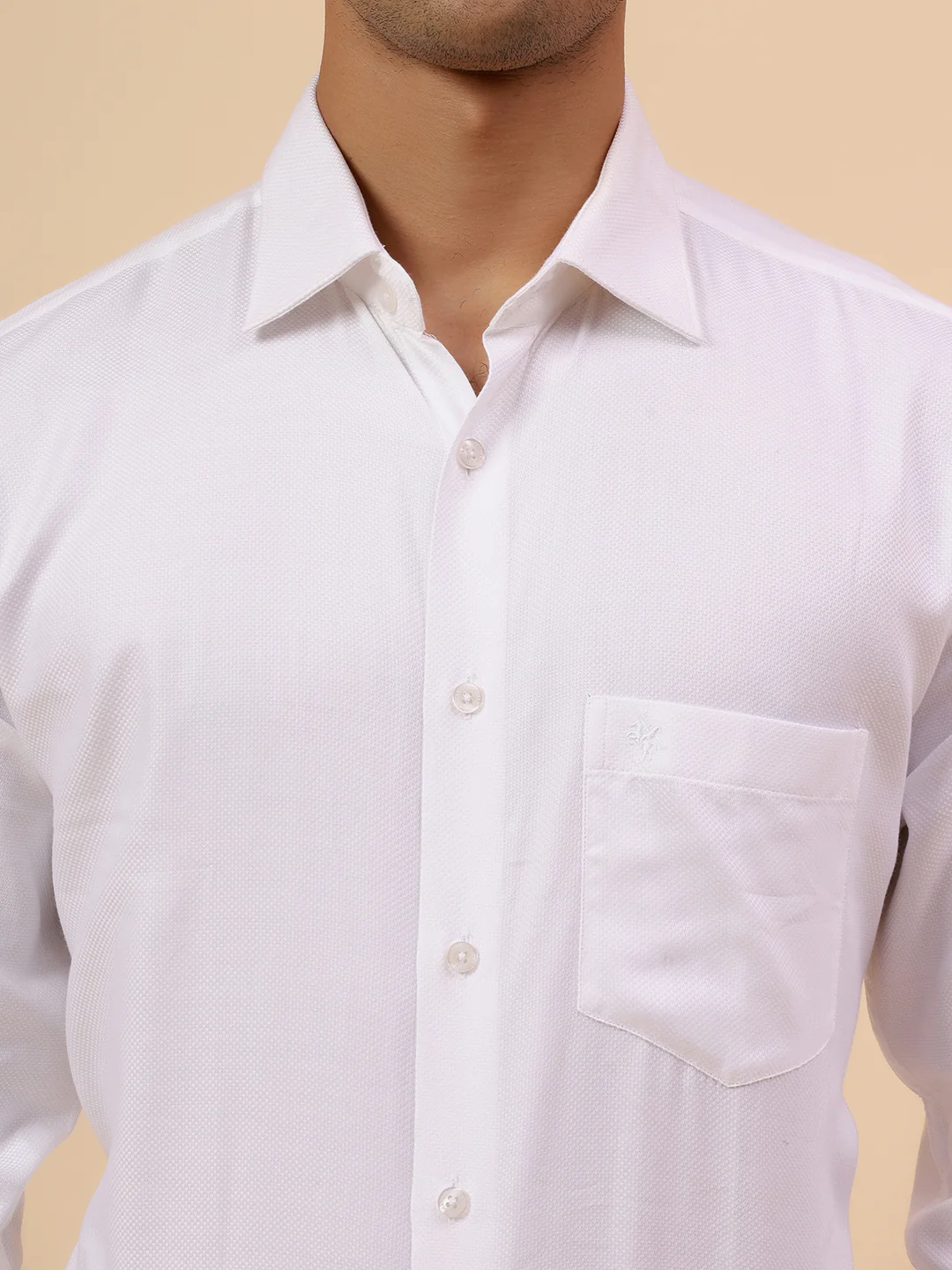 Formal Shirt for Men l Breathable & Soft with Color Fastness Regular Fit Spread Collar Neck Cotton Fabric Self Design Pattern - Image 7