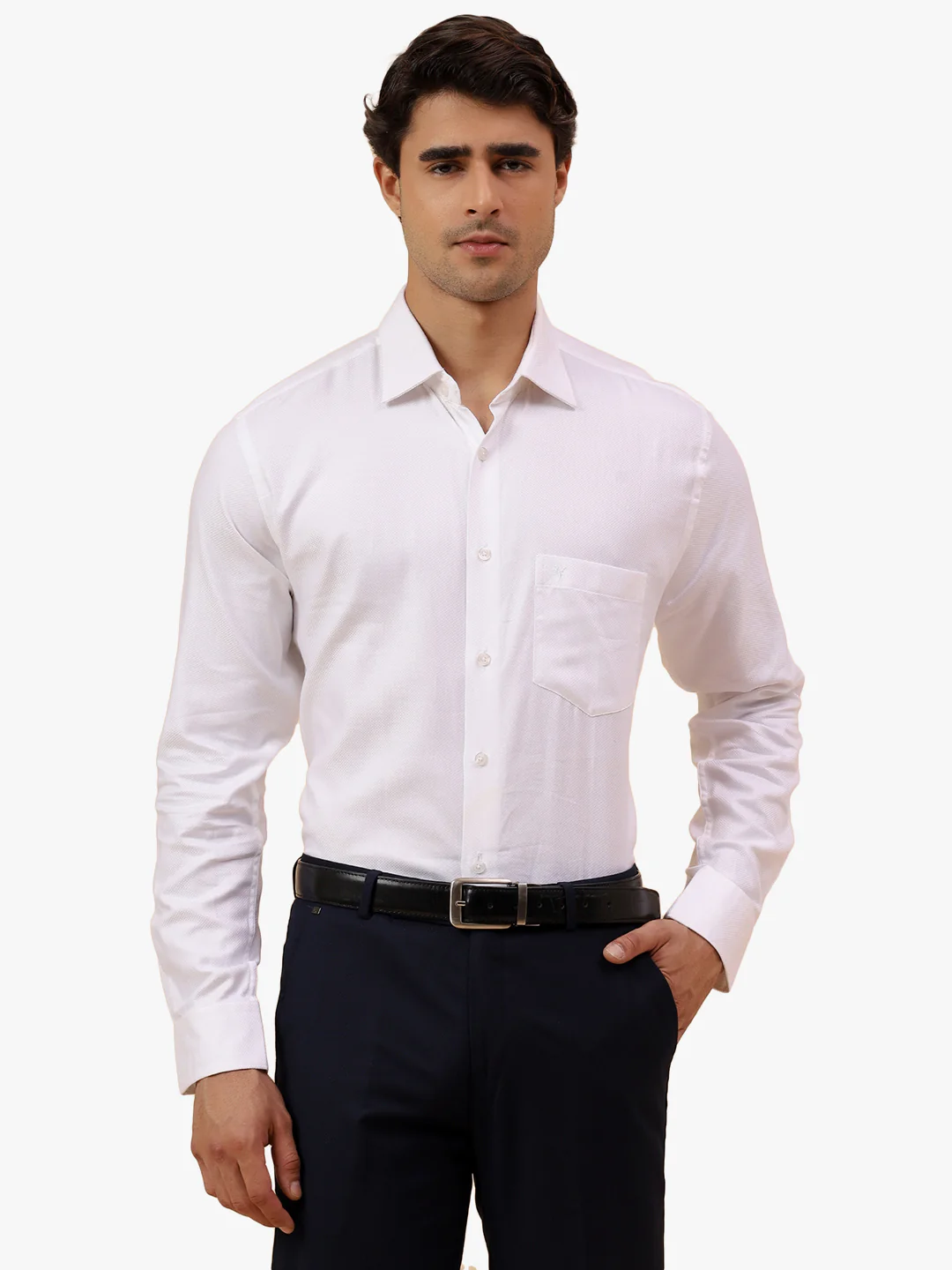 Formal Shirt for Men l Breathable & Soft with Color Fastness Regular Fit Spread Collar Neck Cotton Fabric Self Design Pattern - Image 9
