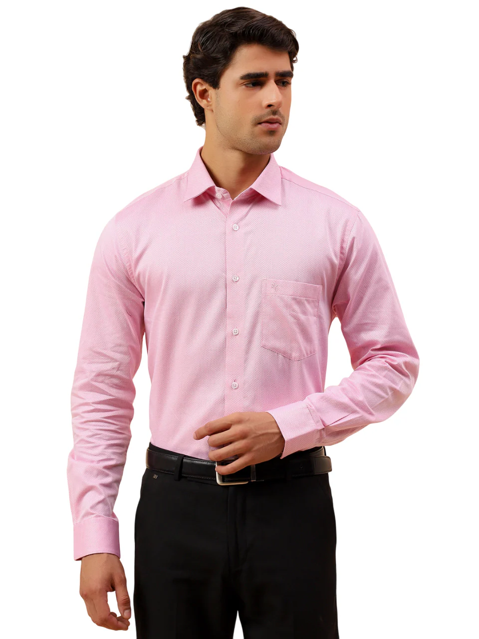 Formal Shirt for Men l Breathable & Soft with Color Fastness Regular Fit Spread Collar Neck Cotton Blend Fabric Self Design Pattern - Image 10