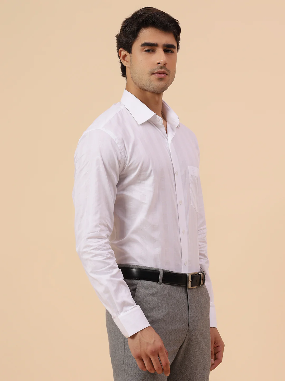 Formal Shirt for Men l Breathable & Soft with Color Fastness Regular Fit Spread Collar Neck Cotton Fabric Self Design Pattern - Image 5