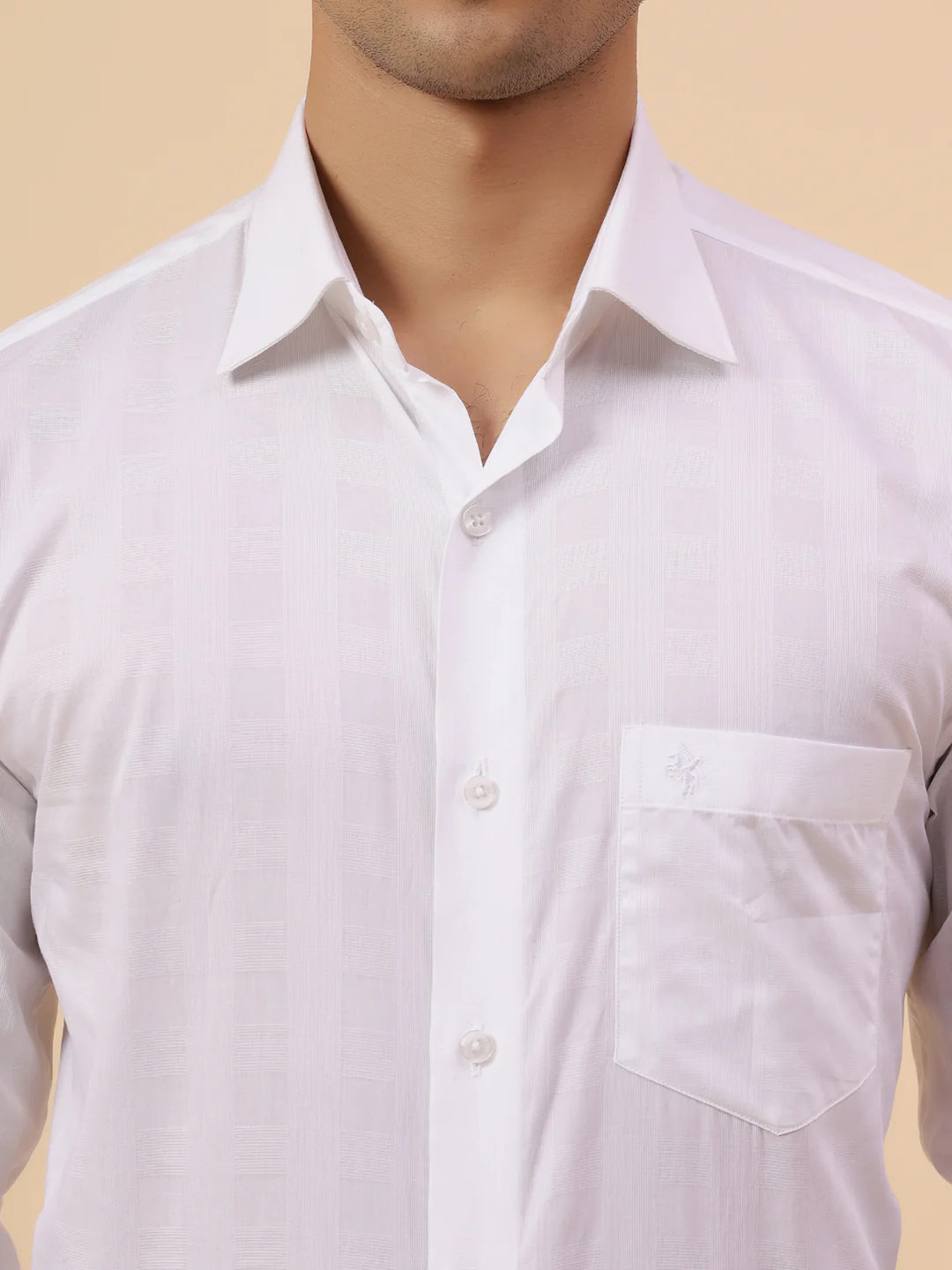 Formal Shirt for Men l Breathable & Soft with Color Fastness Regular Fit Spread Collar Neck Cotton Fabric Self Design Pattern - Image 7