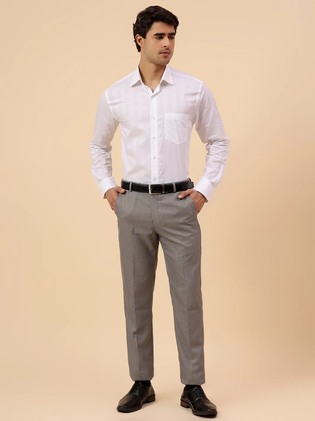 Formal Shirt for Men l Breathable & Soft with Color Fastness Regular Fit Spread Collar Neck Cotton Fabric Self Design Pattern - Image 8