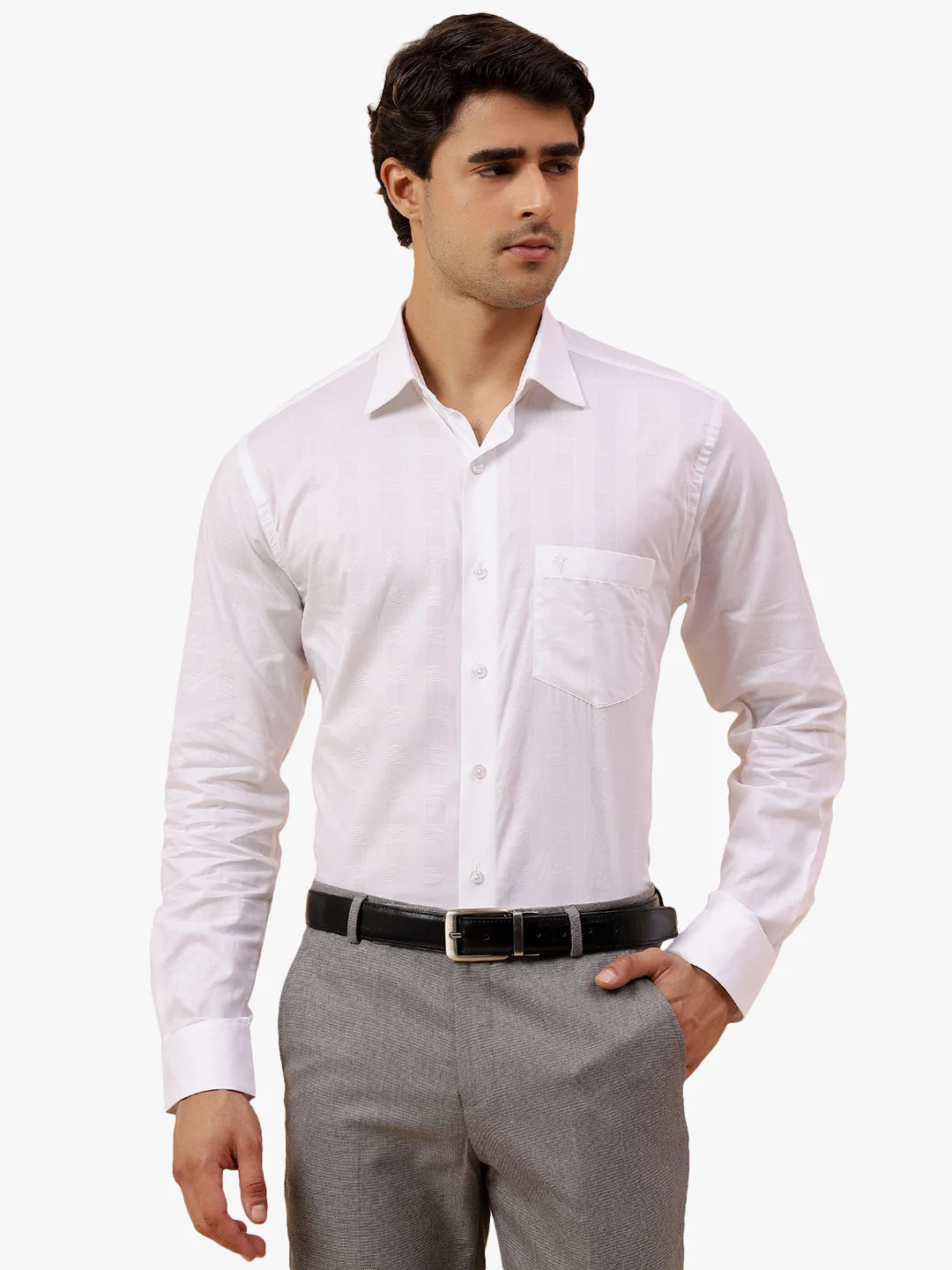 Formal Shirt for Men l Breathable & Soft with Color Fastness Regular Fit Spread Collar Neck Cotton Fabric Self Design Pattern - Image 9