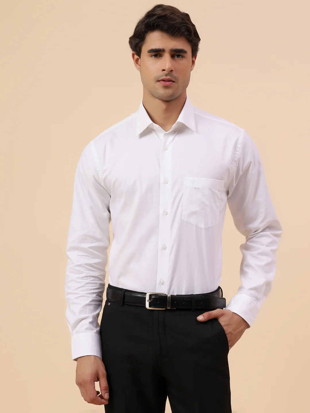 Formal Shirt for Men l Breathable & Soft with Color Fastness Regular Fit Spread Collar Neck Cotton Fabric Solid Pattern - Image 3