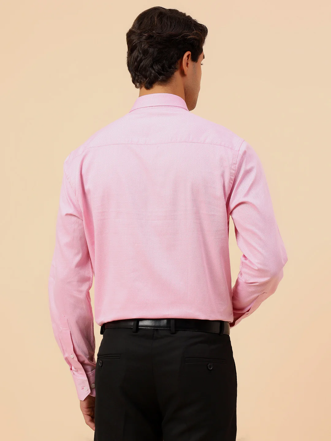 Formal Shirt for Men l Breathable & Soft with Color Fastness Regular Fit Spread Collar Neck Cotton Blend Fabric Self Design Pattern - Image 6