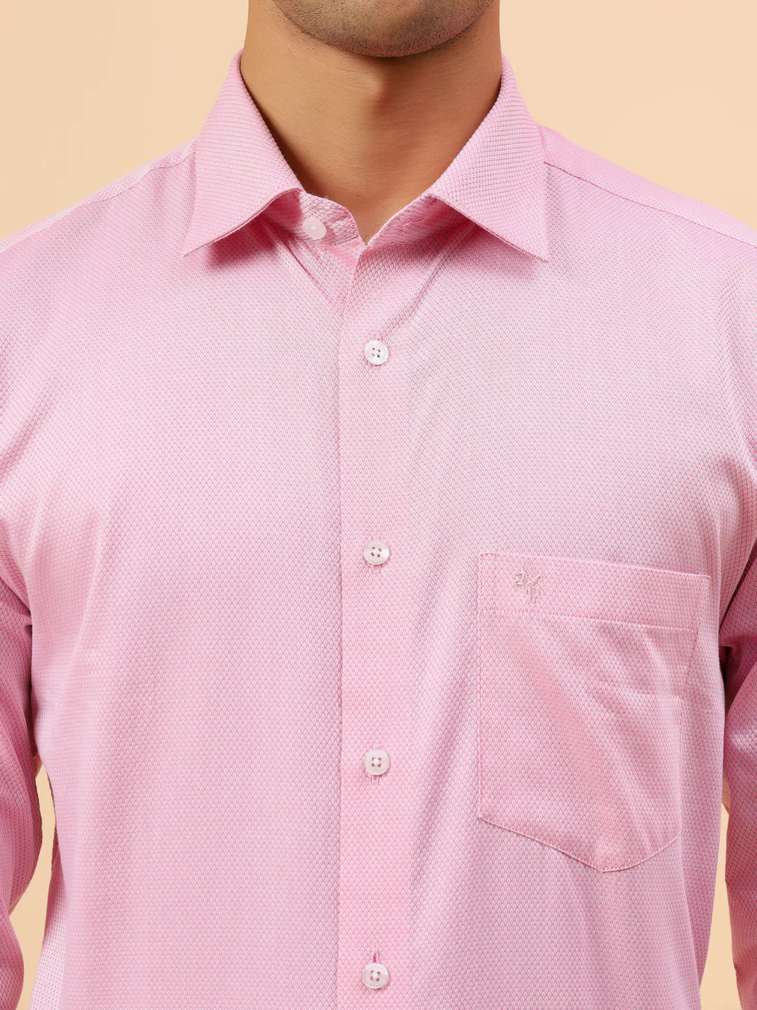 Formal Shirt for Men l Breathable & Soft with Color Fastness Regular Fit Spread Collar Neck Cotton Blend Fabric Self Design Pattern - Image 7