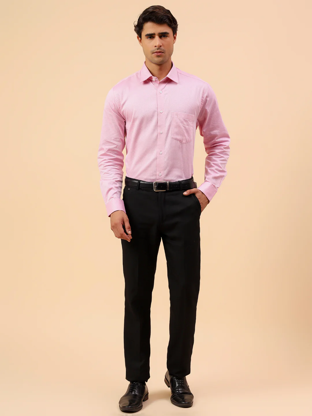 Formal Shirt for Men l Breathable & Soft with Color Fastness Regular Fit Spread Collar Neck Cotton Blend Fabric Self Design Pattern - Image 8