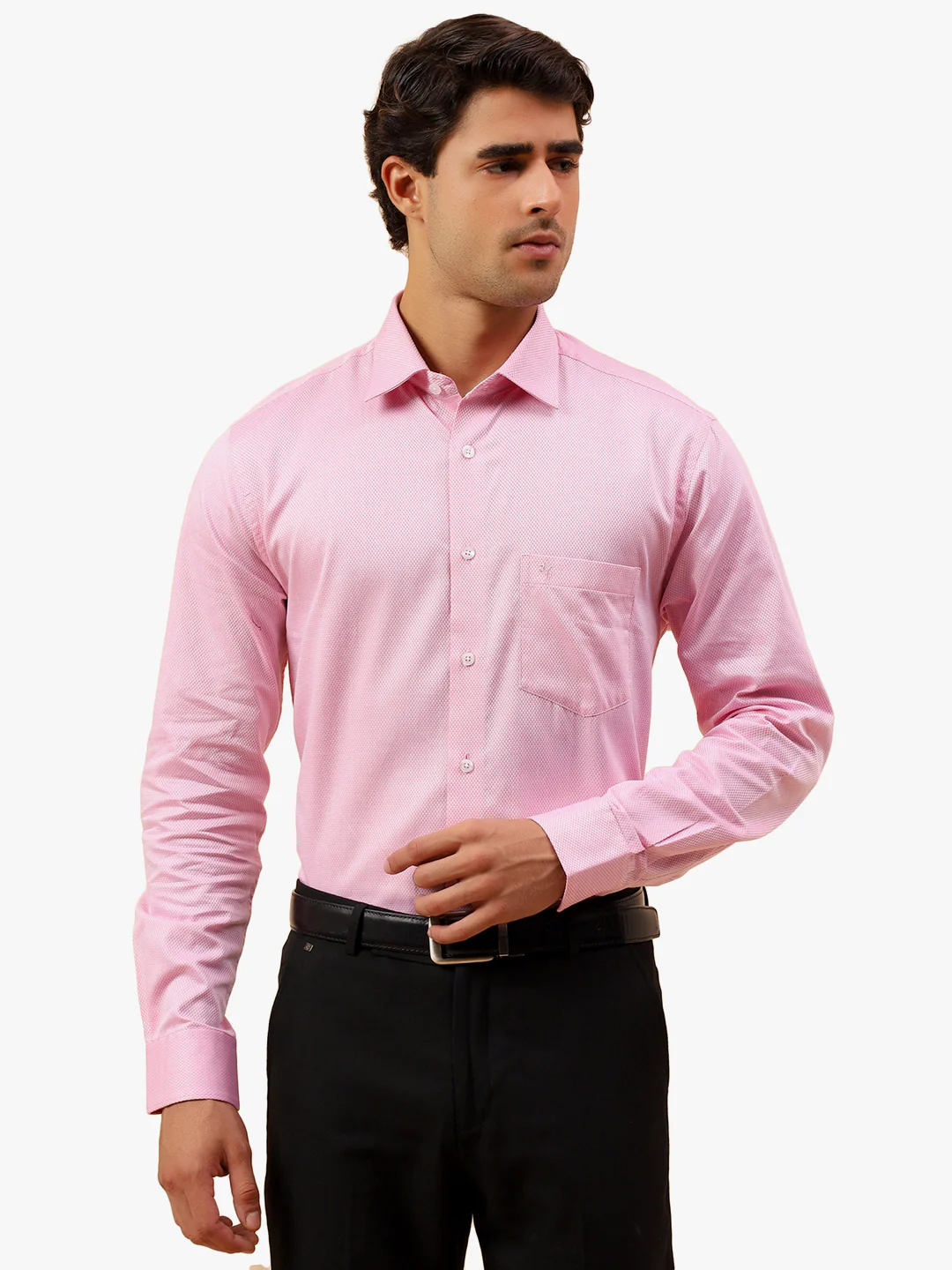Formal Shirt for Men l Breathable & Soft with Color Fastness Regular Fit Spread Collar Neck Cotton Blend Fabric Self Design Pattern - Image 9