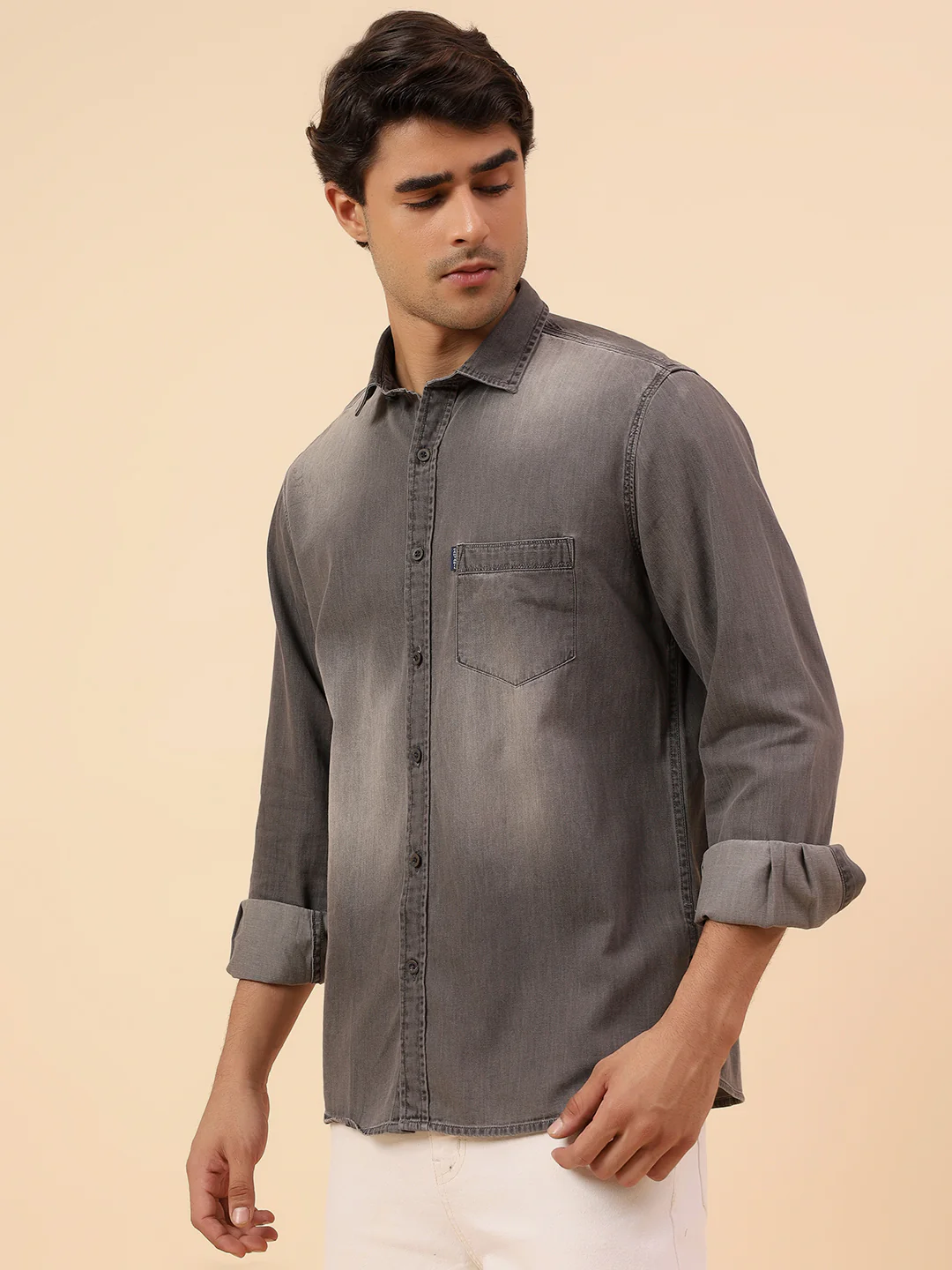 Casual Shirt for Men | Breathable & Soft with Color Fastness Regular Fit Spread Collar Neck Cotton Fabric Solid Pattern - Image 4