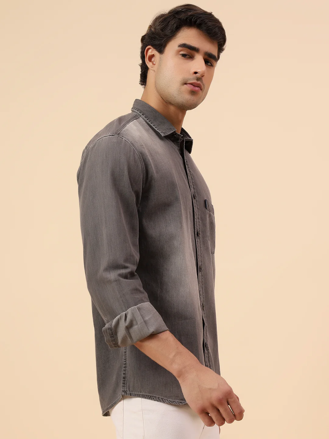 Casual Shirt for Men | Breathable & Soft with Color Fastness Regular Fit Spread Collar Neck Cotton Fabric Solid Pattern - Image 5