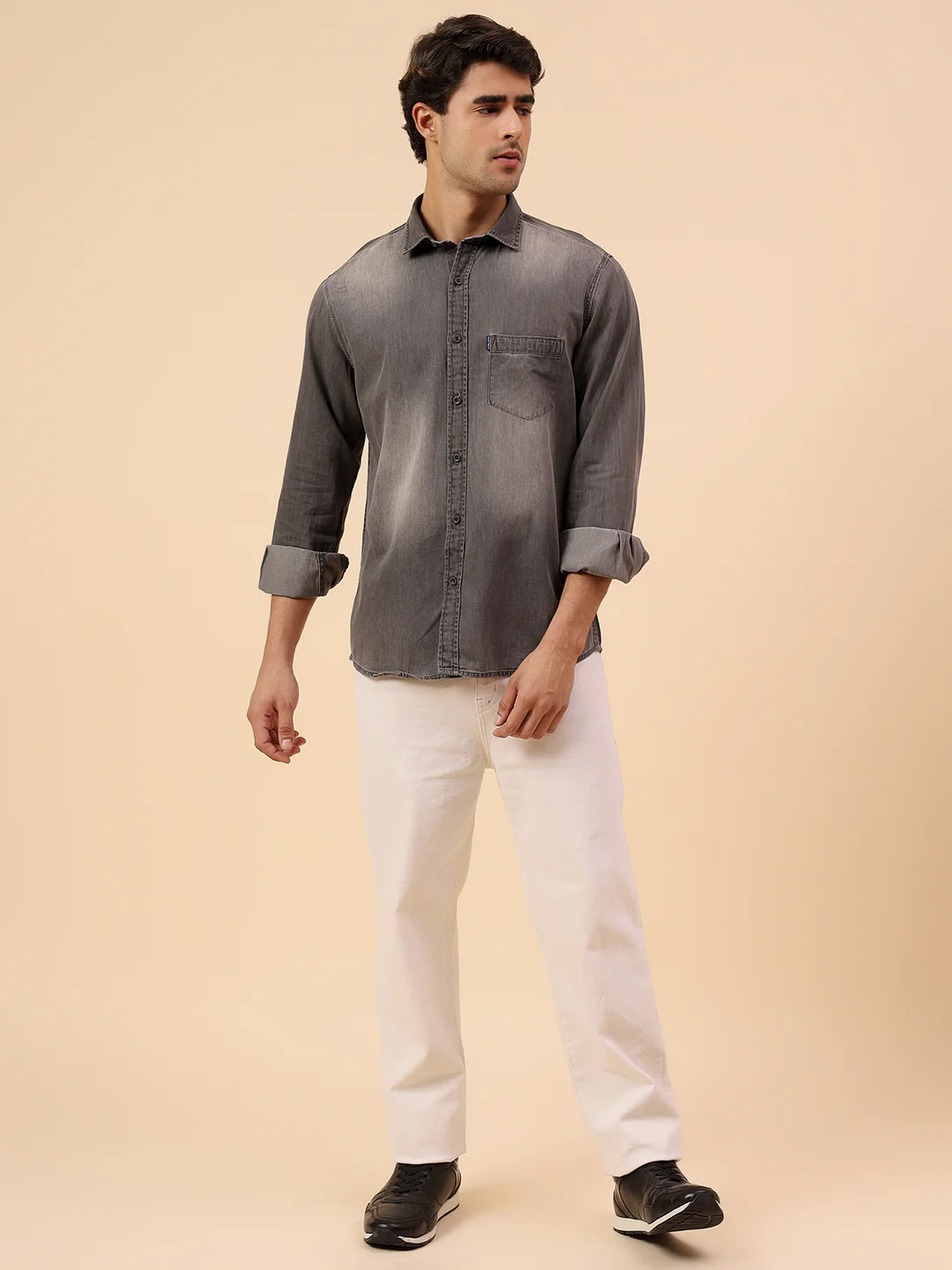 Casual Shirt for Men | Breathable & Soft with Color Fastness Regular Fit Spread Collar Neck Cotton Fabric Solid Pattern - Image 8