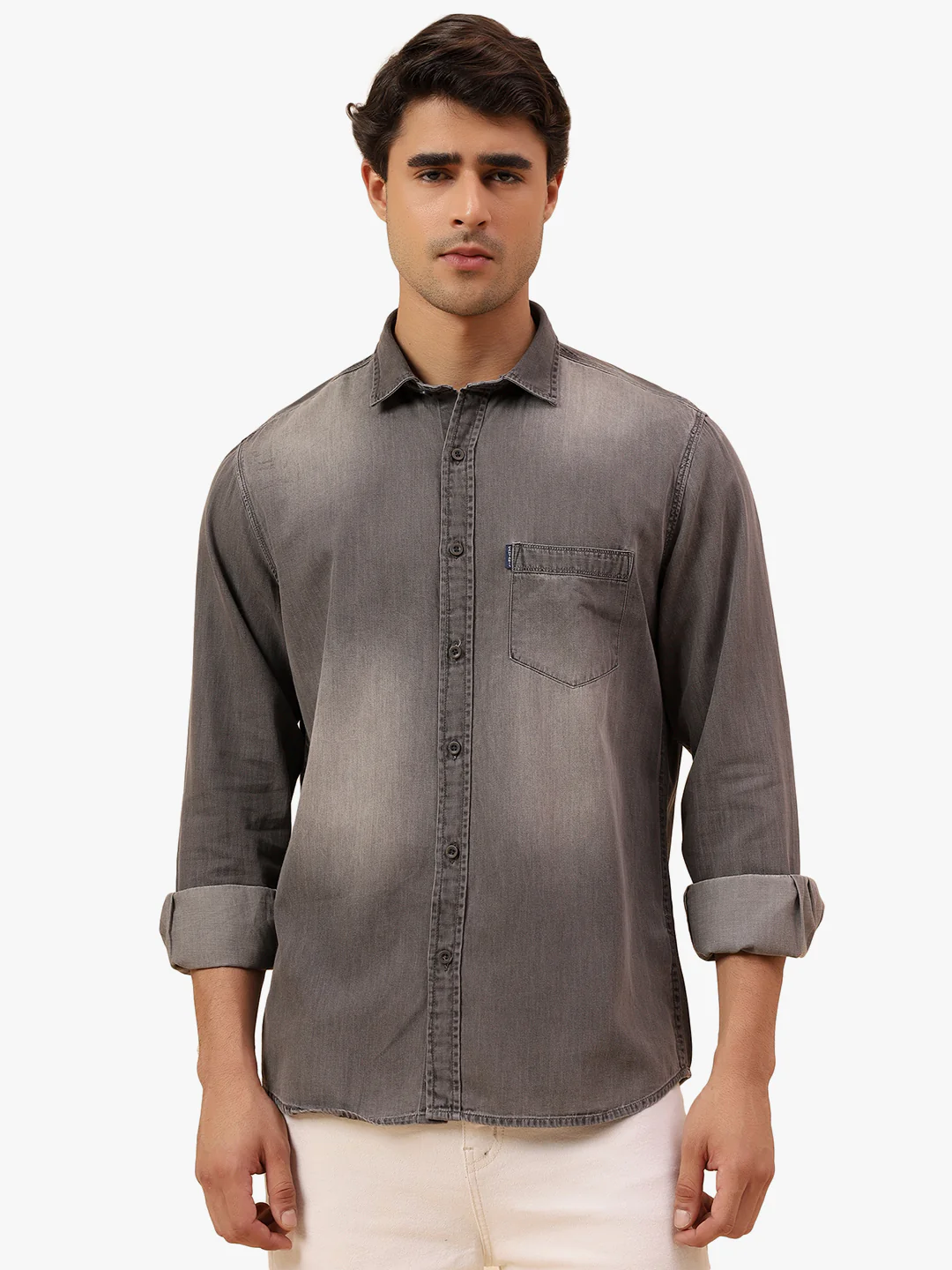 Casual Shirt for Men | Breathable & Soft with Color Fastness Regular Fit Spread Collar Neck Cotton Fabric Solid Pattern - Image 9