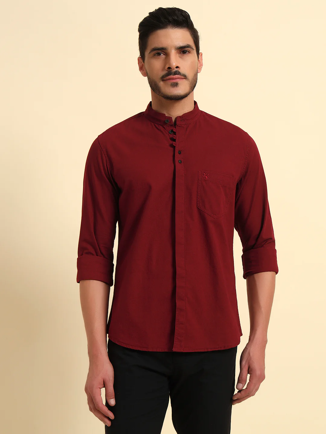 Casual Shirt for Men | Breathable & Soft with Color Fastness Regular Fit Spread Collar Neck Cotton Fabric Solid Pattern - Image 2