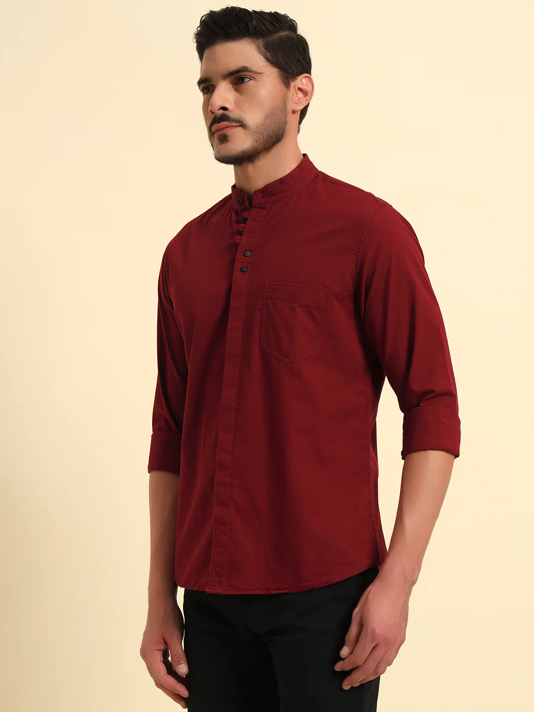 Casual Shirt for Men | Breathable & Soft with Color Fastness Regular Fit Spread Collar Neck Cotton Fabric Solid Pattern - Image 3