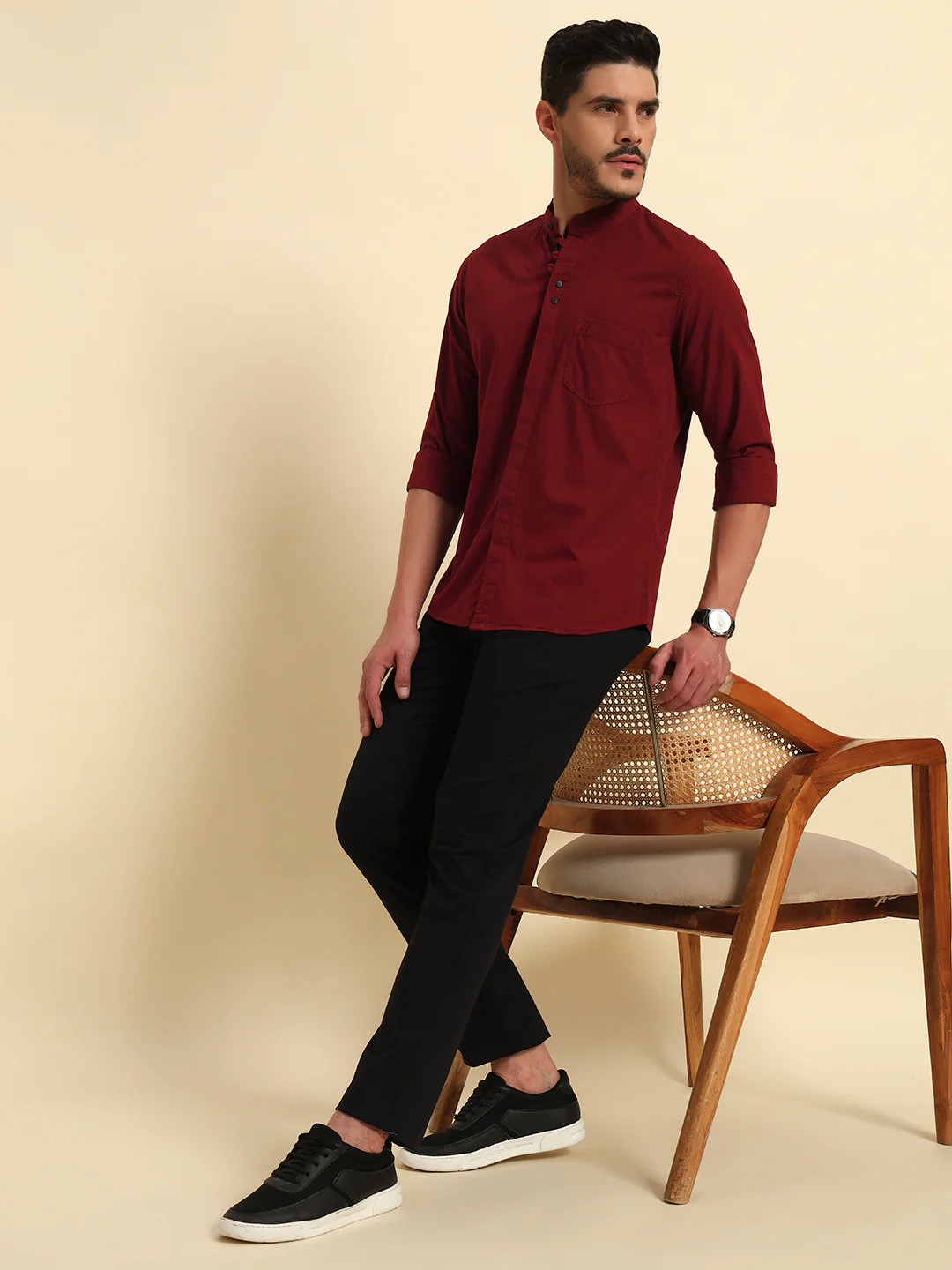 Casual Shirt for Men | Breathable & Soft with Color Fastness Regular Fit Spread Collar Neck Cotton Fabric Solid Pattern - Image 6