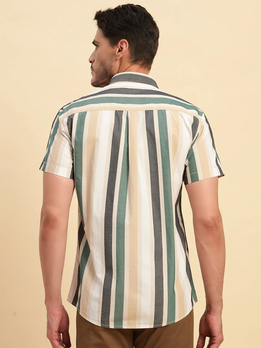 Casual Shirt for Men | Breathable & Soft with Color Fastness Regular Fit Spread Collar Neck Cotton Fabric Striped Pattern - Image 7
