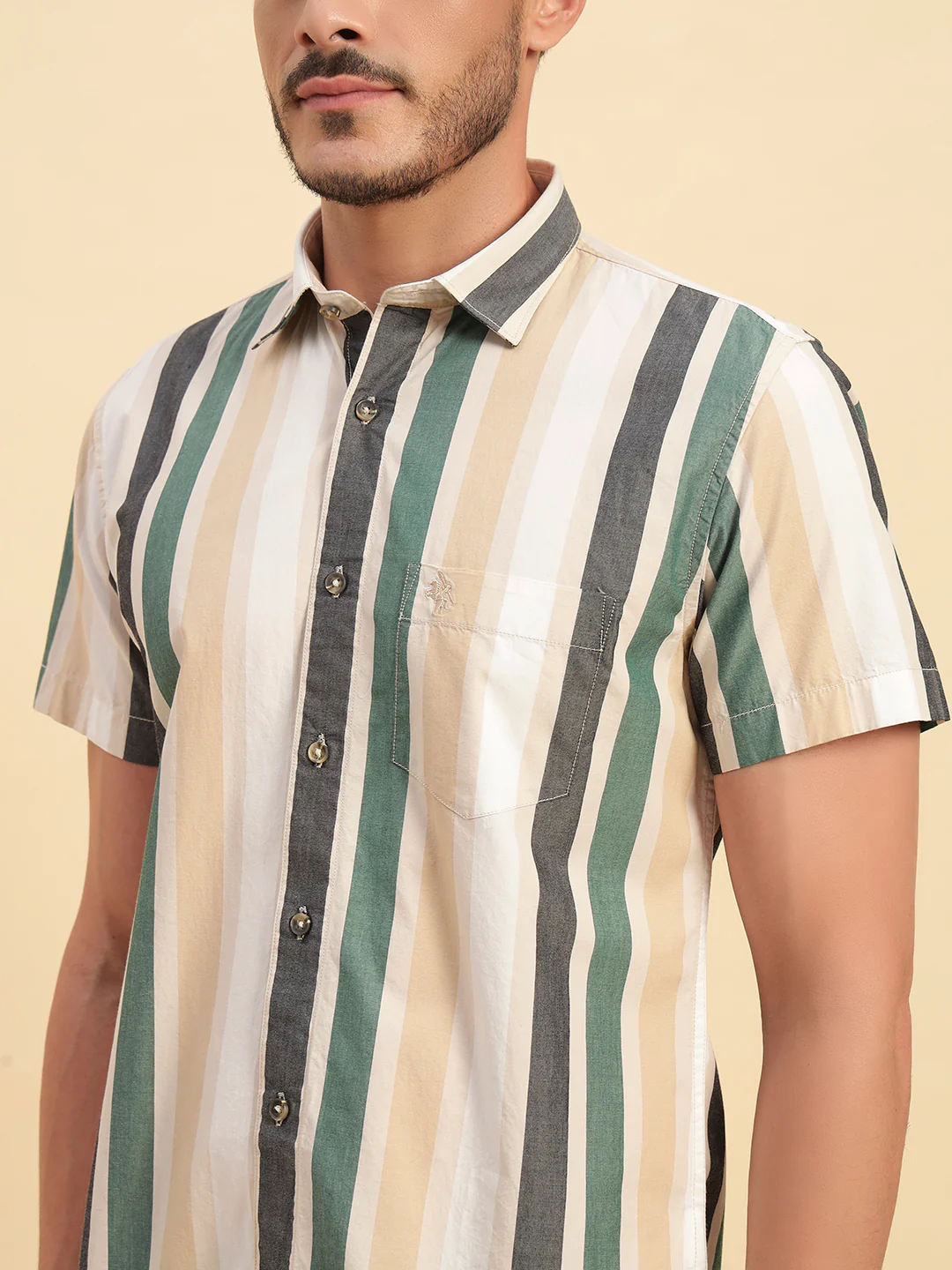 Casual Shirt for Men | Breathable & Soft with Color Fastness Regular Fit Spread Collar Neck Cotton Fabric Striped Pattern - Image 8