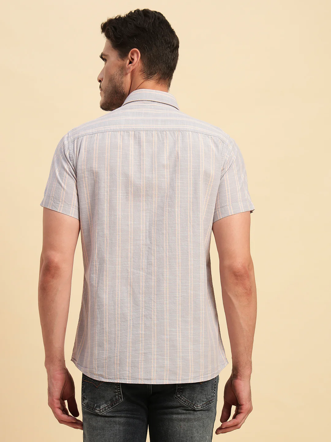Casual Shirt for Men | Breathable & Soft with Color Fastness Regular Fit Spread Collar Neck Cotton Fabric Striped Pattern - Image 7