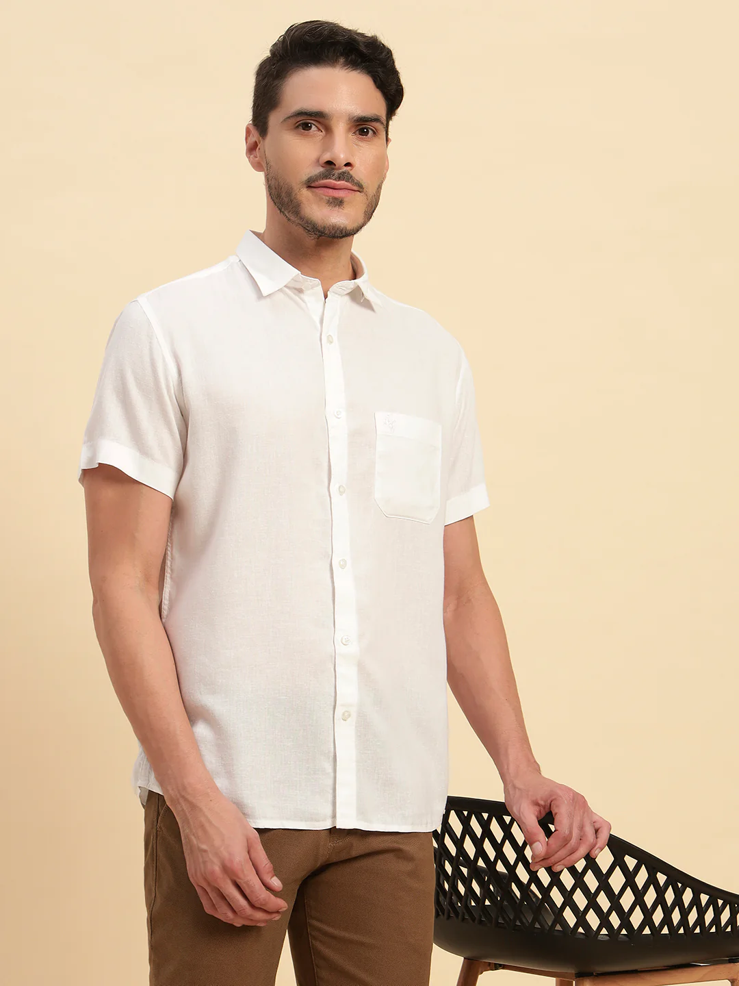 Casual Shirt for Men | Breathable & Soft with Color Fastness Regular Fit Spread Collar Neck Cotton Linen Fabric Solid Pattern - Image 10