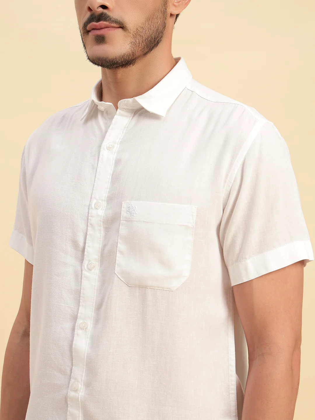 Casual Shirt for Men | Breathable & Soft with Color Fastness Regular Fit Spread Collar Neck Cotton Linen Fabric Solid Pattern - Image 8