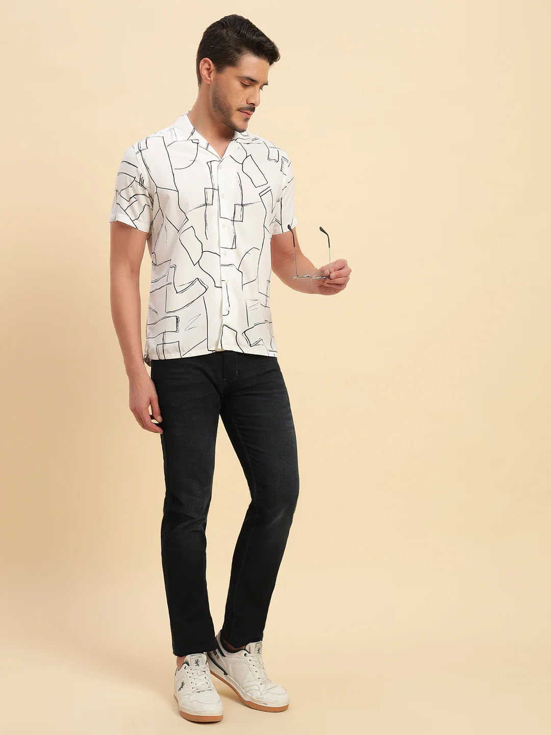 Casual Shirt for Men | Breathable & Soft with Color Fastness Regular Fit Spread Collar Neck Viscose Fabric Printed Pattern - Image 10