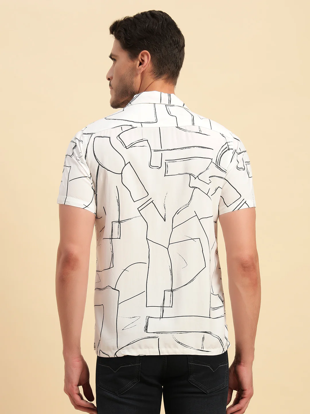 Casual Shirt for Men | Breathable & Soft with Color Fastness Regular Fit Spread Collar Neck Viscose Fabric Printed Pattern - Image 7