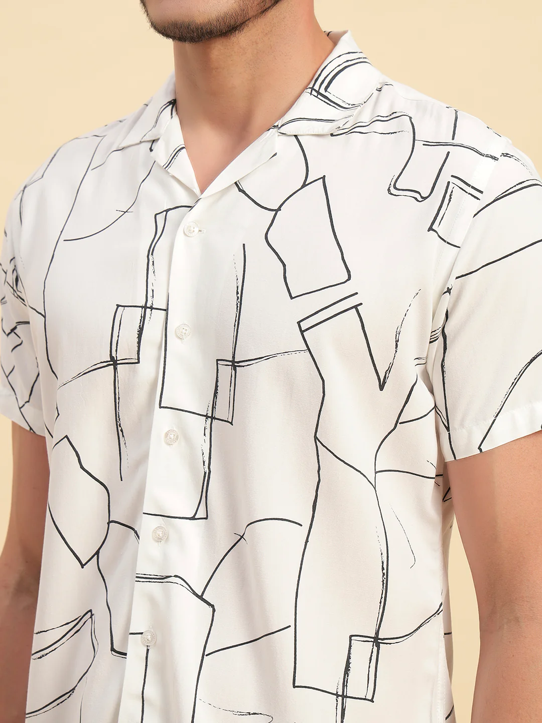 Casual Shirt for Men | Breathable & Soft with Color Fastness Regular Fit Spread Collar Neck Viscose Fabric Printed Pattern - Image 8