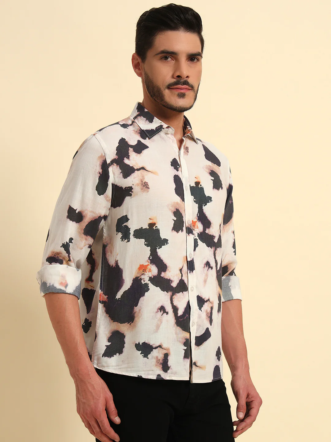 Casual Shirt for Men | Breathable & Soft with Color Fastness Regular Fit Spread Collar Neck Viscose Fabric Printed Pattern - Image 5