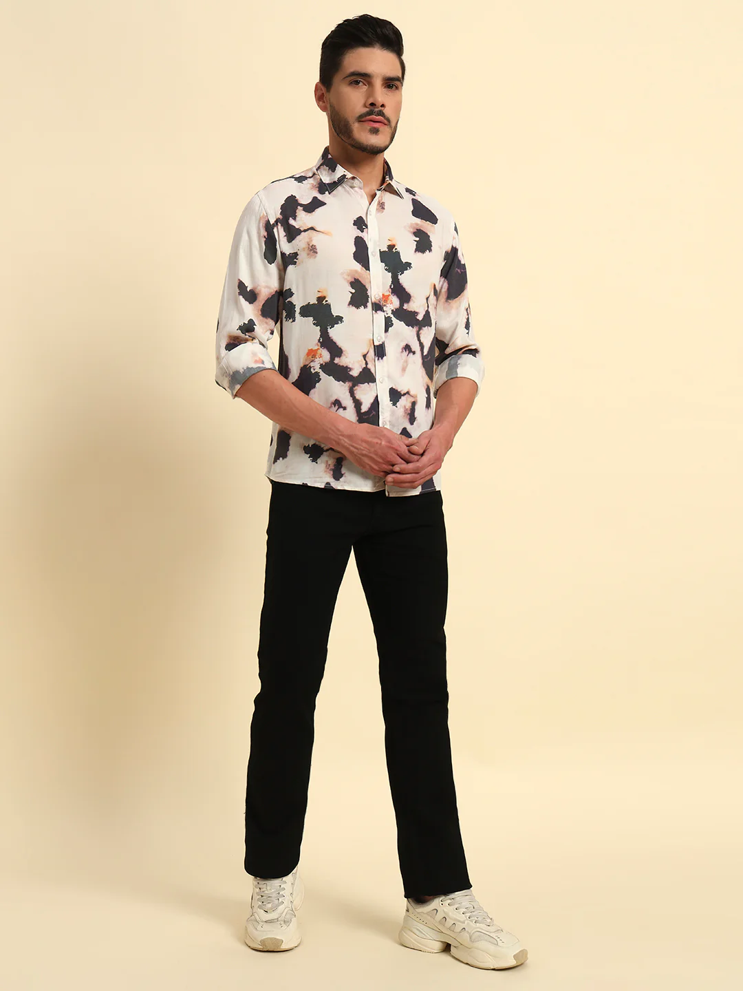 Casual Shirt for Men | Breathable & Soft with Color Fastness Regular Fit Spread Collar Neck Viscose Fabric Printed Pattern - Image 8