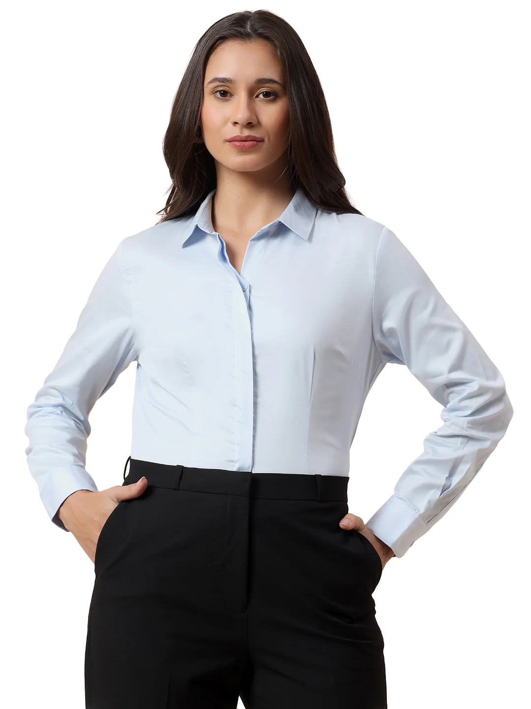 Women Solid Cotton Formal Shirt | Cantabil - Image 9