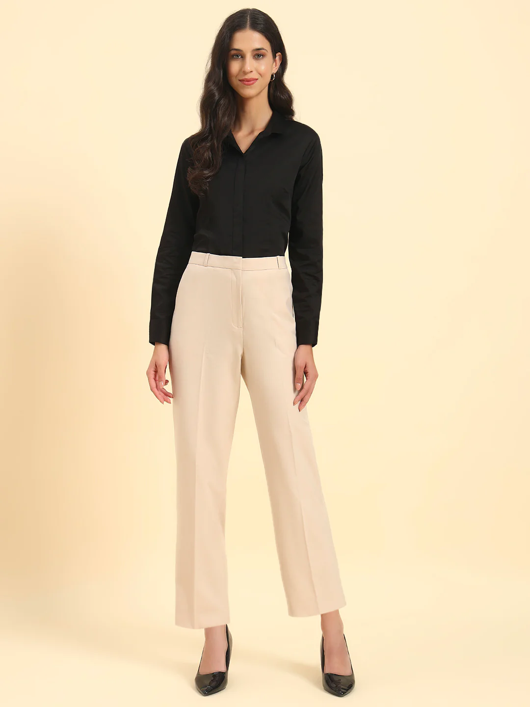 Women Solid Cotton Formal Shirt | Cantabil - Image 2