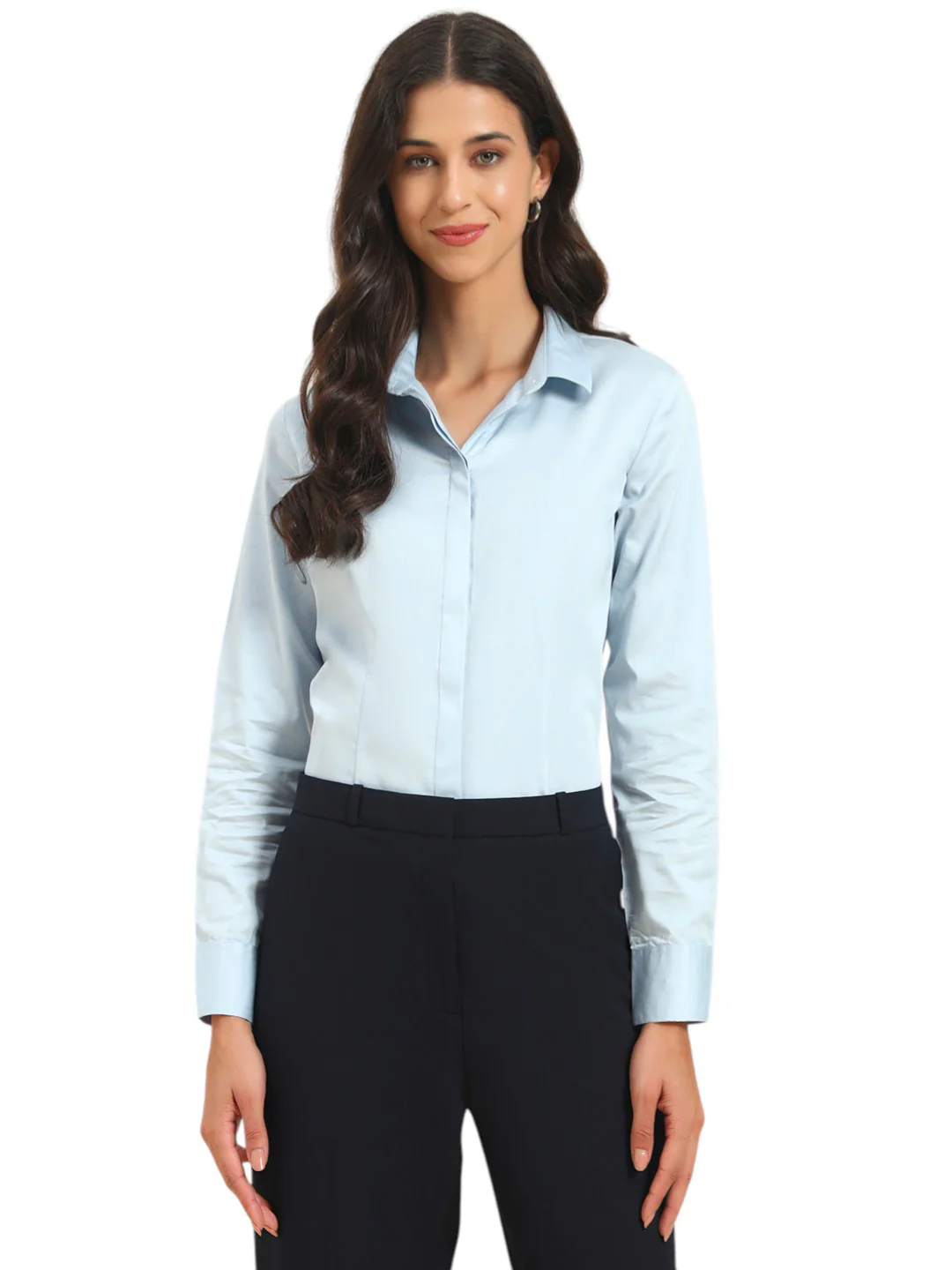 Women Solid Cotton Shirt Online | Cantabil - Image 2