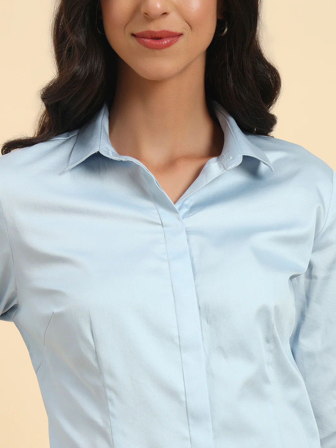 Women Solid Cotton Shirt Online | Cantabil - Image 6