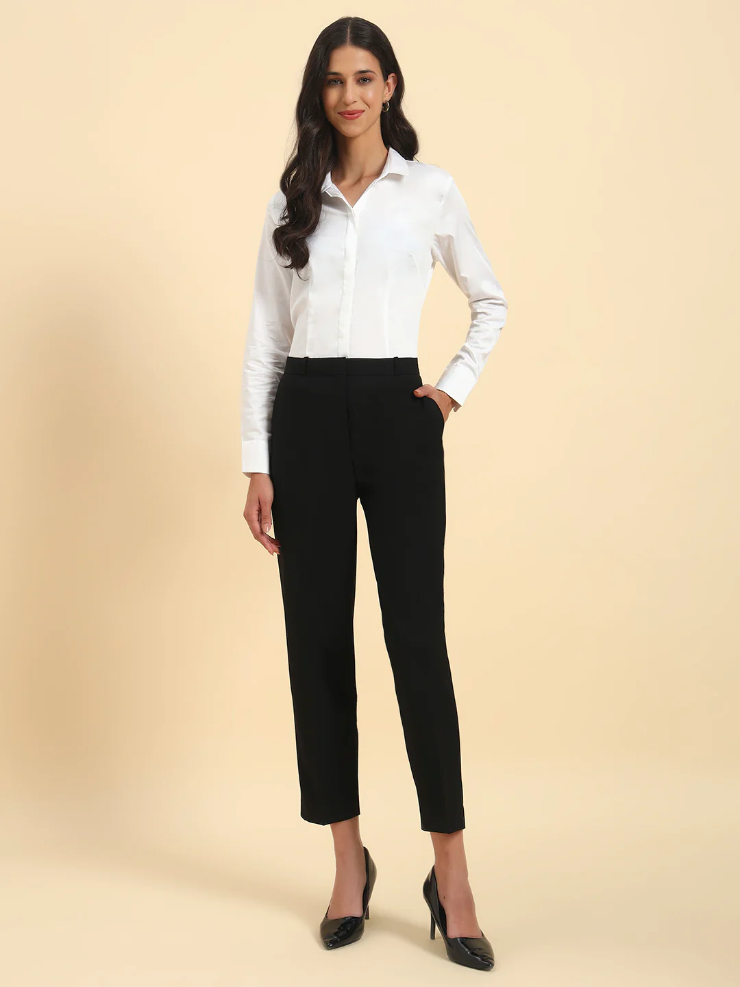 Women Solid Cotton Shirt | Regular Fit | Cantabil - Image 2